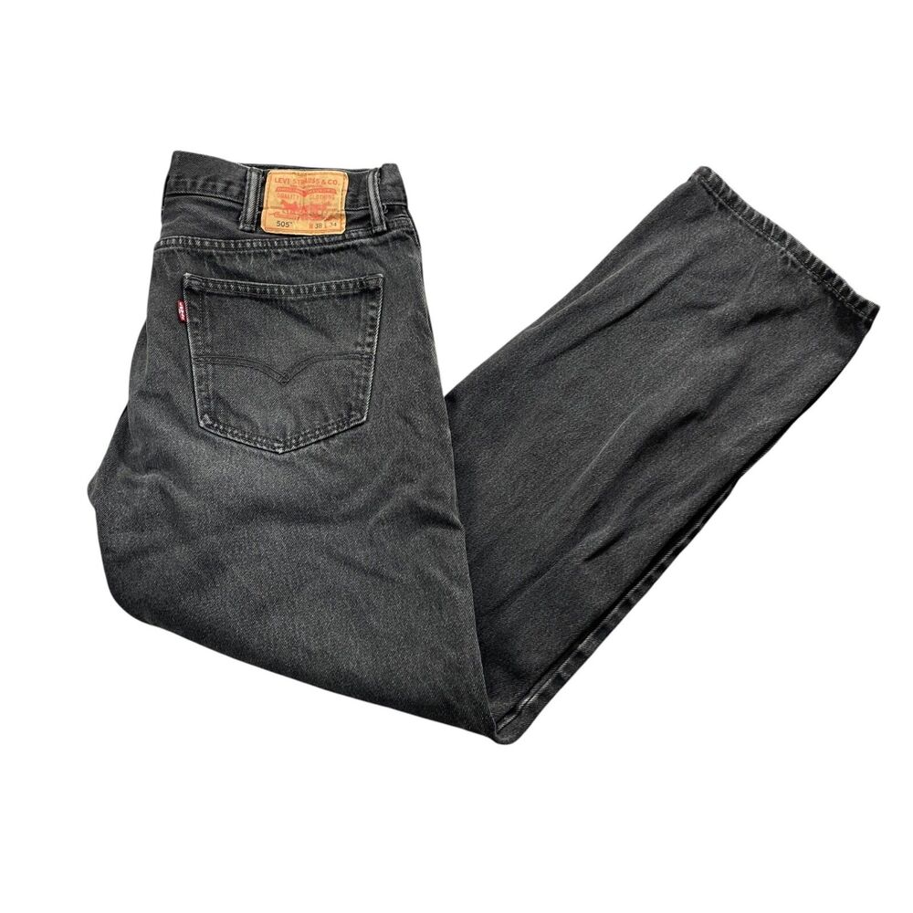 Levis 38 x 34 Mens 505 Black Jeans 100% Cotton Denim (see measurements)